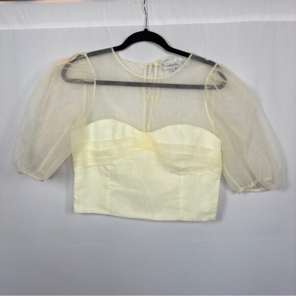 Love Encounter Los Angeles Womens Cream Sheer Puff Sleeve Blouse Size M/L - Picture 4 of 9